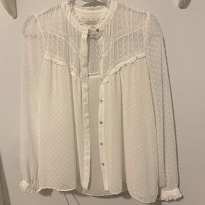 ZARA Swiss Dot Button Up Blouse!